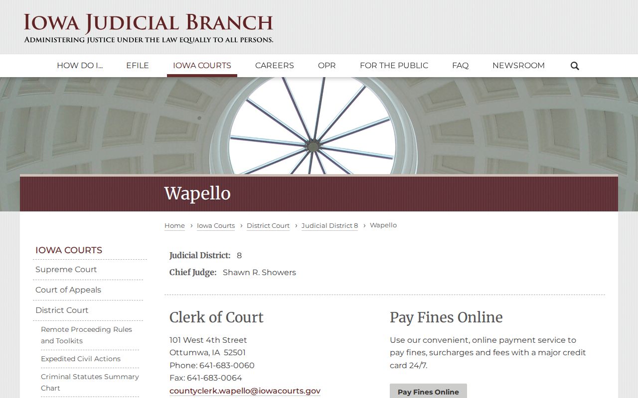 Wapello County warrant records clerk directory