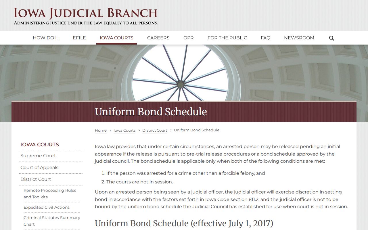 Wapello County bench warrant bond categories