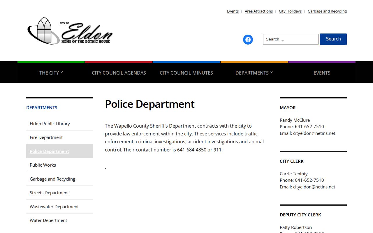 Eldon warrant records sheriff contract page in Wapello County